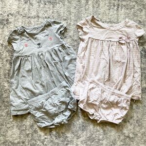 2 pink & grey girls dresses with diaper covers